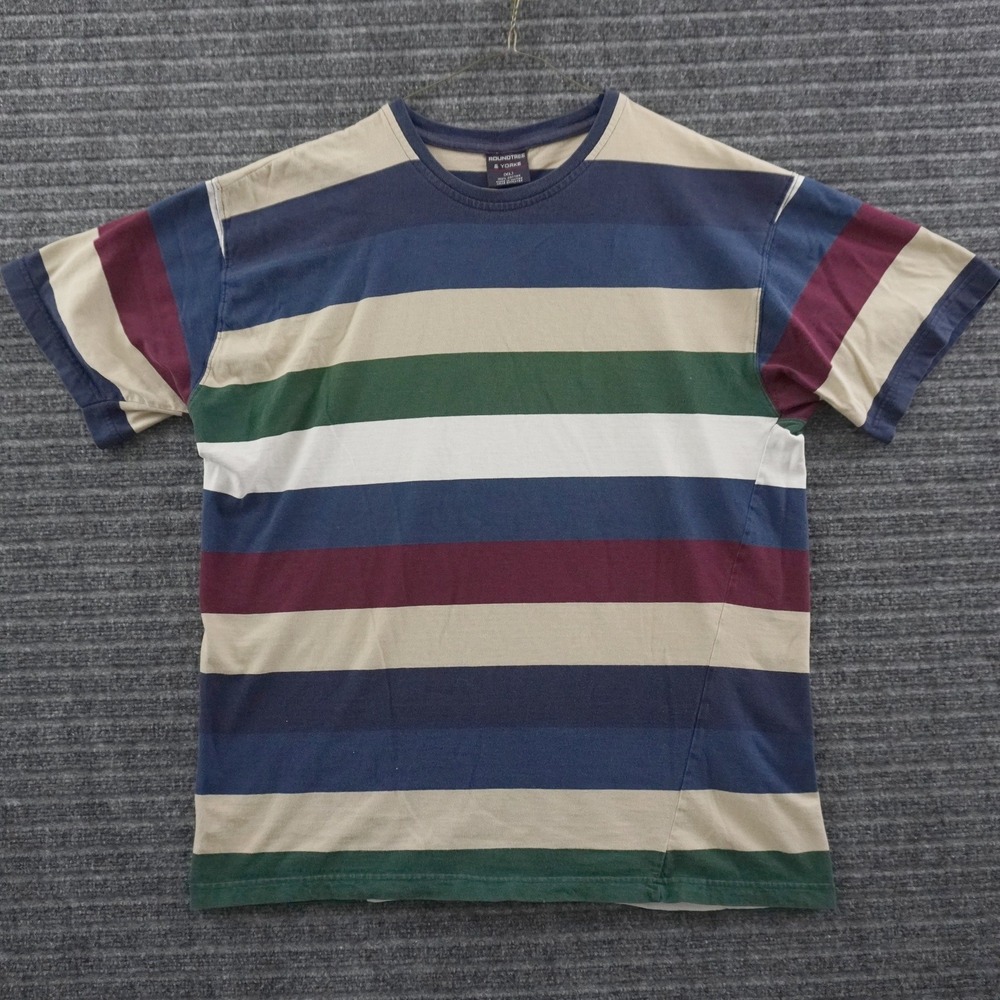 Vintage Roundtree & Yorke T-Shirt Men XL Multi-Color Striped Short Sleeve